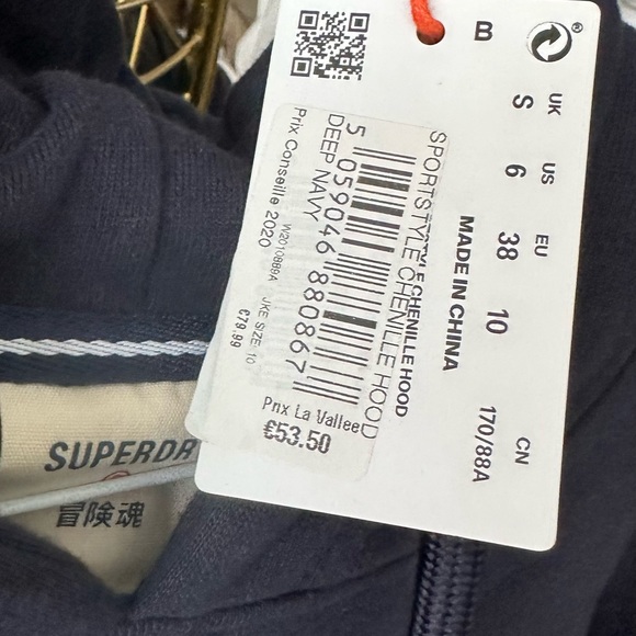 Superdry Navy Hoodie Size S Nwt - Picture 3 of 5